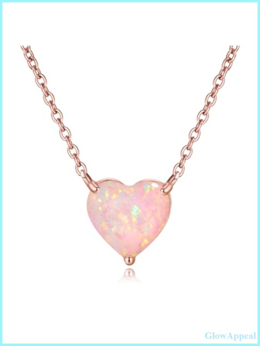 CiNily 18K Rose Gold Plated Pink Fire Opal Heart Pendant Necklace